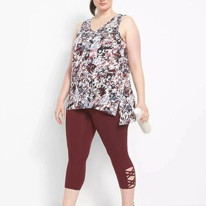 LIVI Lane Bryant Canyon Print Soft V-Neck High-Low Tank With Back Cutout 22/24